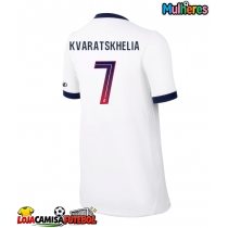 Camisa de Futebol Paris Saint-Germain Khvicha Kvaratskhelia #7 Equipamento Secundário Mulheres 2026-27 Manga Curta